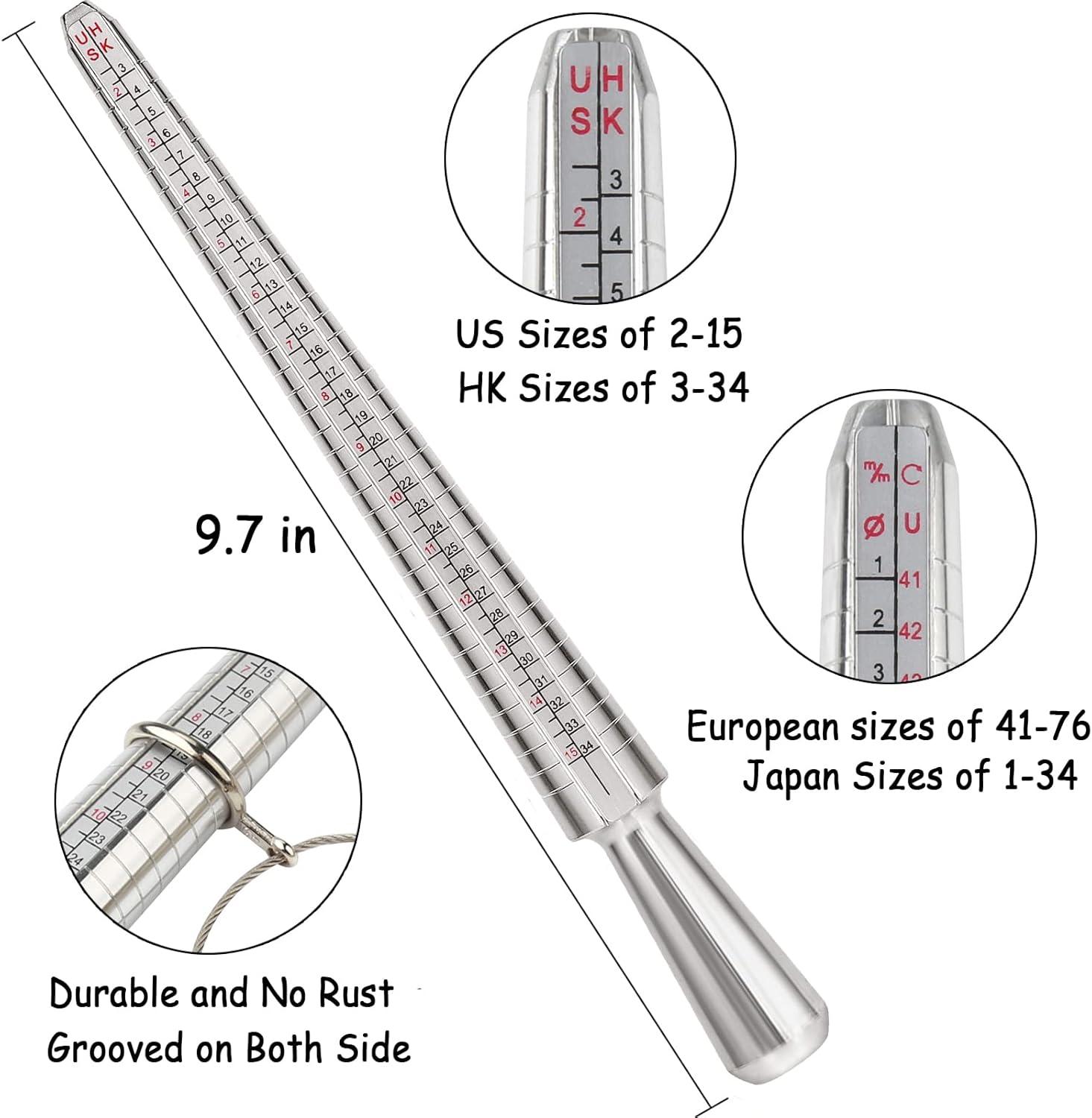 Us Sizes 0 13 Round Ring Mandrel Metal Ring Sizer Gauge Set With Rubber Mallet Hammer Steel Finger Sizing Measurement Tool For Jewelry Making