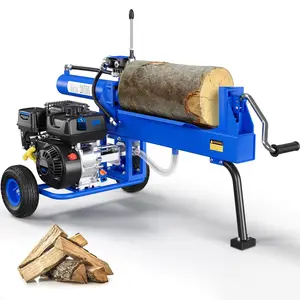 Efurden Portable Gas Log Splitter with 7 HP-4 Stroke Engine, 20-ton Hydraulic auto-Return ram System and Twin Gear Hydraulic Pump, Horizontal Full Beam Steel Wedge firewood Splitter