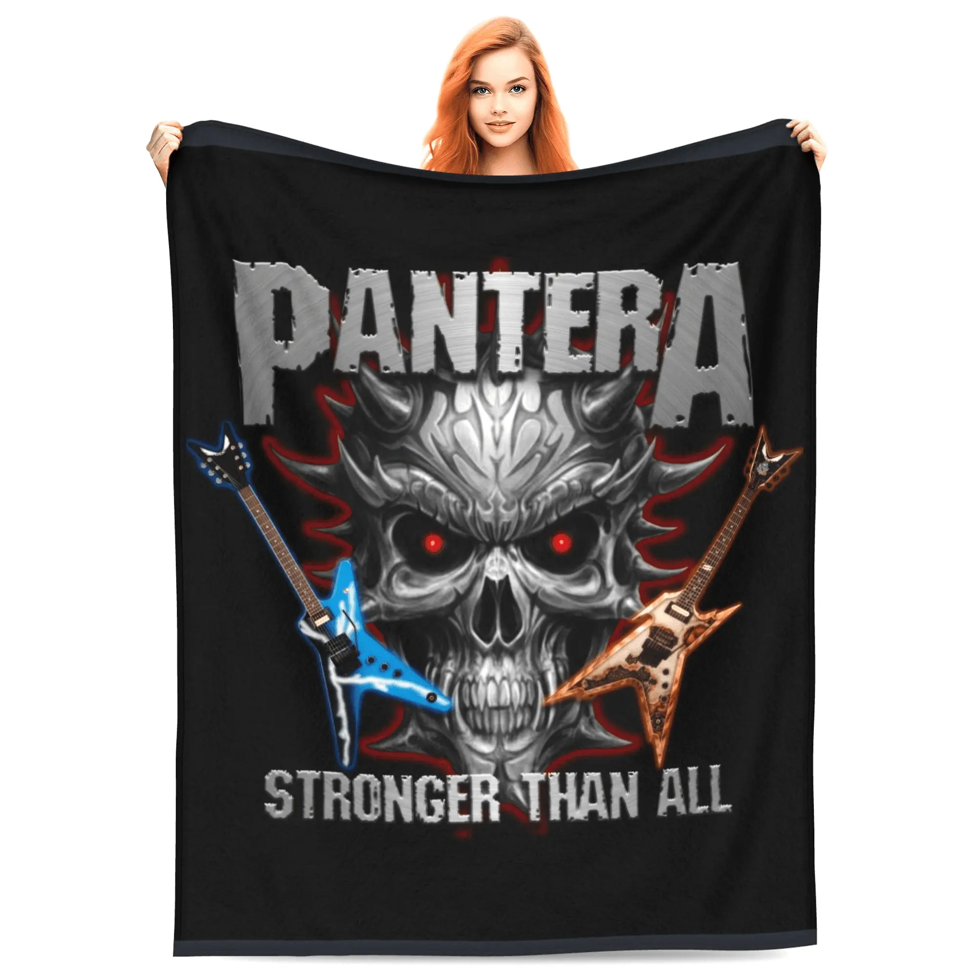 Pantera Band Printed Blanket - Soft Throws Blanket, Modern Microfibre, Lightweight, Breathable, Durable, Stain-Resistant, Machine Wash, Multi-Size, Indoor Office & Sofa Use, Ideal Gift for Music Fans