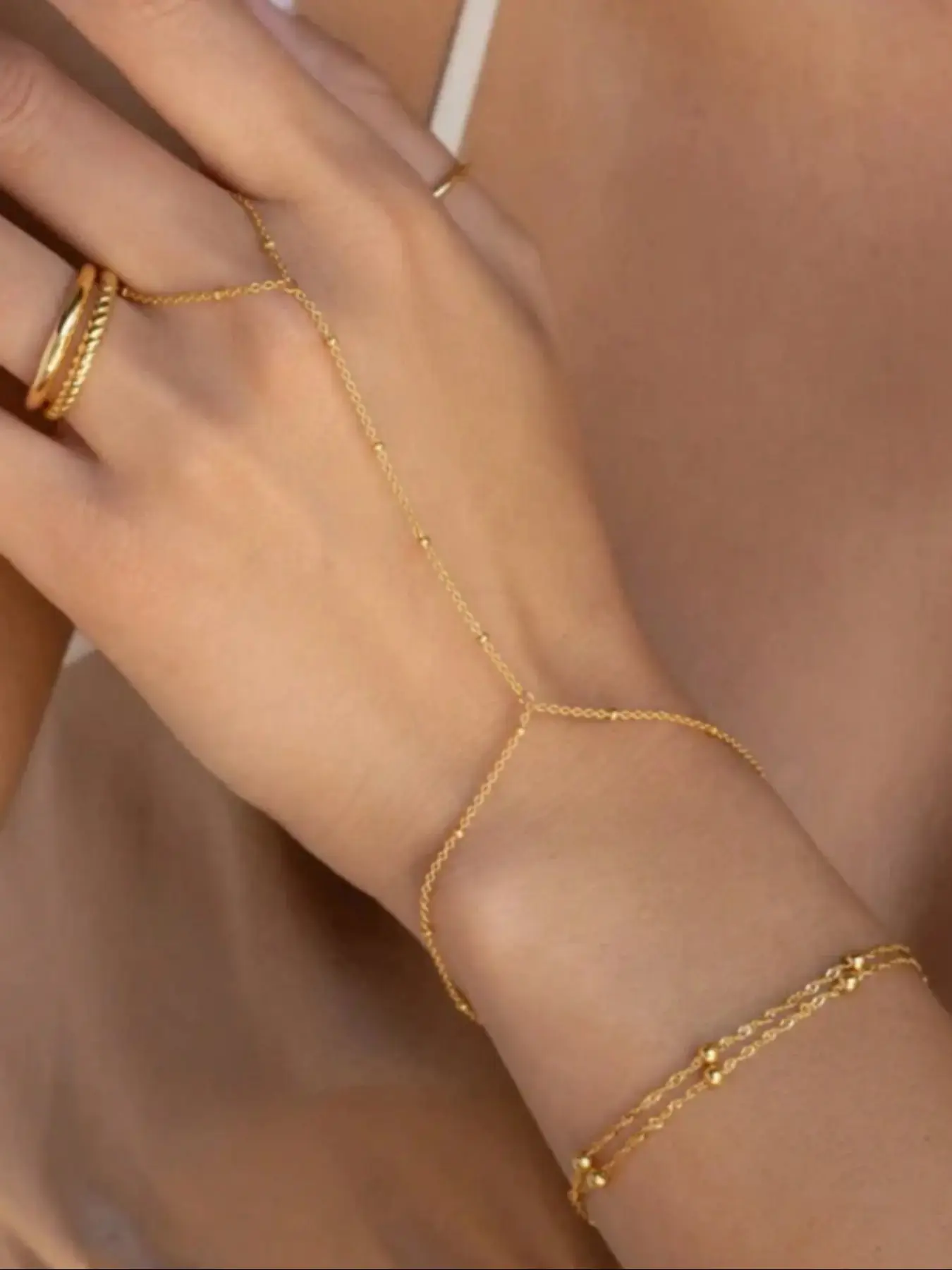 Plain Beaded Chain Bracelet, Fashionable Bracelet, Cuff Bangle, Trendy Bangles, Stacking Bangles, Stainless Steel Jewelry for Party, Daily Clothing Decor, Trendy All-match & Jewelry for Birthday Gift