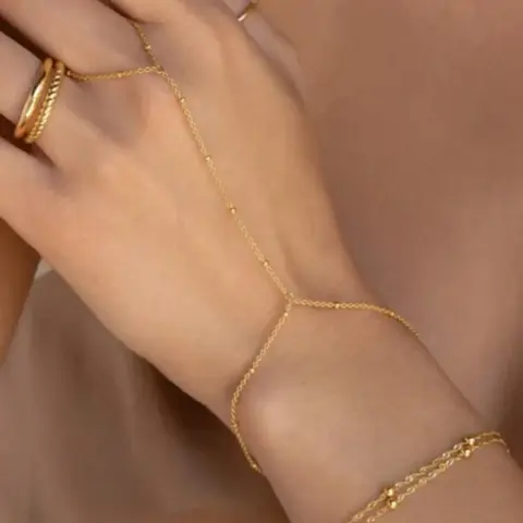 Plain Beaded Chain Bracelet, Fashionable Bracelet, Cuff Bangle, Trendy Bangles, Stacking Bangles, Stainless Steel Jewelry for Party, Daily Clothing Decor, Trendy All-match & Jewelry for Birthday Gift