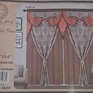 LFT Kids Fashion 05085-2# 84" X 84" Reserved Two Panels Curtain with Floral Pattern and Tassels