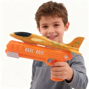 4pcs Foam Airplane Gun Toy, One-Button Launch, Perfect for Outdoor Family Interaction, Fun Kids' Playset, Durable Design