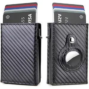 Carbon Black Wallets Men Pop Up Credit Card Holder Minimalist RFID Blocking Front Pocket Trifold Wallet with 5-9 Card Capacity Secure Holder Quick Access Minimalist Design