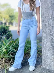 SimplYoung High Rise Flare Jeans for Women, Light Blue - Women's Bottoms - Womenswear