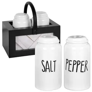 Shiplap Farmhouse Salt and Pepper Shakers Caddy Set