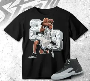 Unisex T-shirt to match Jordan 12 Wolf Grey Black White - Number 23 MJ. 100% Cotton for Casual Wear. Comfortable Summer Unisex T-Shirt to match Jordan Sneaker. Streetwear Style. urban outfitters