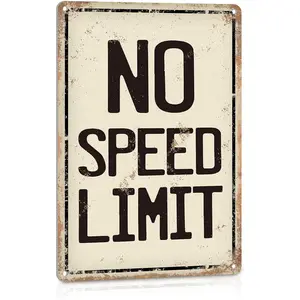 No Speed Limit Signs Vintage Reproduction Funny Garage Man Cave Metal Sign Decorative Sign