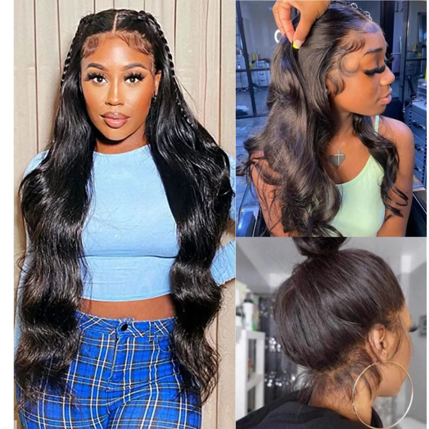 Body Wave 360 Lace Wig Human Hair 34 36 Inch 180 Density Brazilian Remy Hair Pre Plucked Natural Hairline Body Wave Wigs 360 Hd Transparent Lace Front Wig For Women