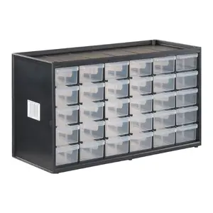 30 Drawer Modular Storage Organizer, Stackable Plastic Small Parts Organizer Cabinet for Tools Screws Beads Crafts Hardware Storage, Black White