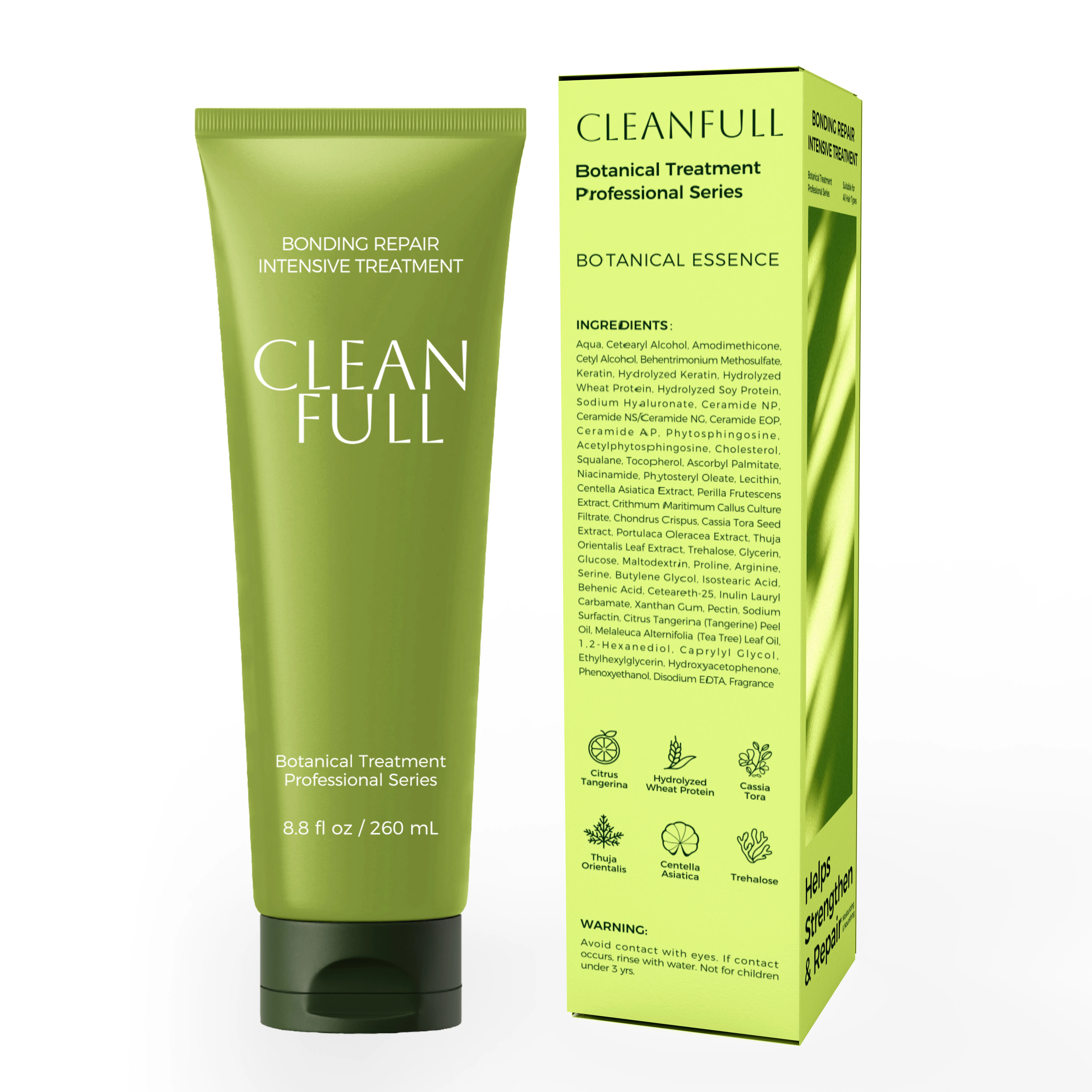 CLEANFULL Hydrating Scalp-to-Hair Strengthening Conditioner Summer Sale for Dry Damaged Hair - Keratin & Ceramide Botanical Bonding Repair Treatment, Nourishing Heat Protectant, 8.8fl oz, for All Hair Types