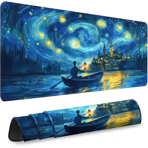 Gaming Desk Mat with Silky Smooth Surface & Exquisite Patterns,31.5x11.8 Inches Large-Sized  Pad,  for Extended Gaming,Work,and  Office Decor