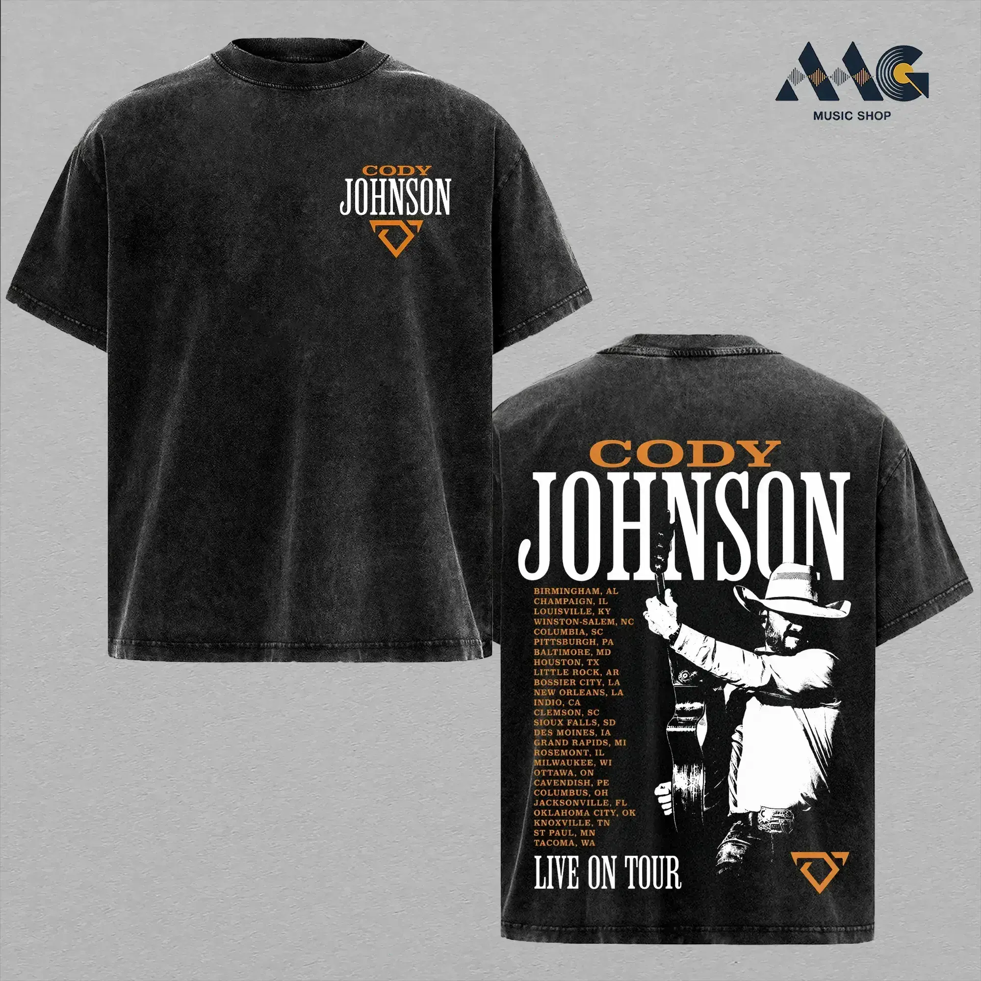 [COLLECTION] Cody Johnson Live 2026 T Shirt Vintage Washed Country Music Graphic Tee Double Sided Heavyweight Cotton Western Cowboy Unisex Apparel, Music Lover Shirt Y2k Fashion