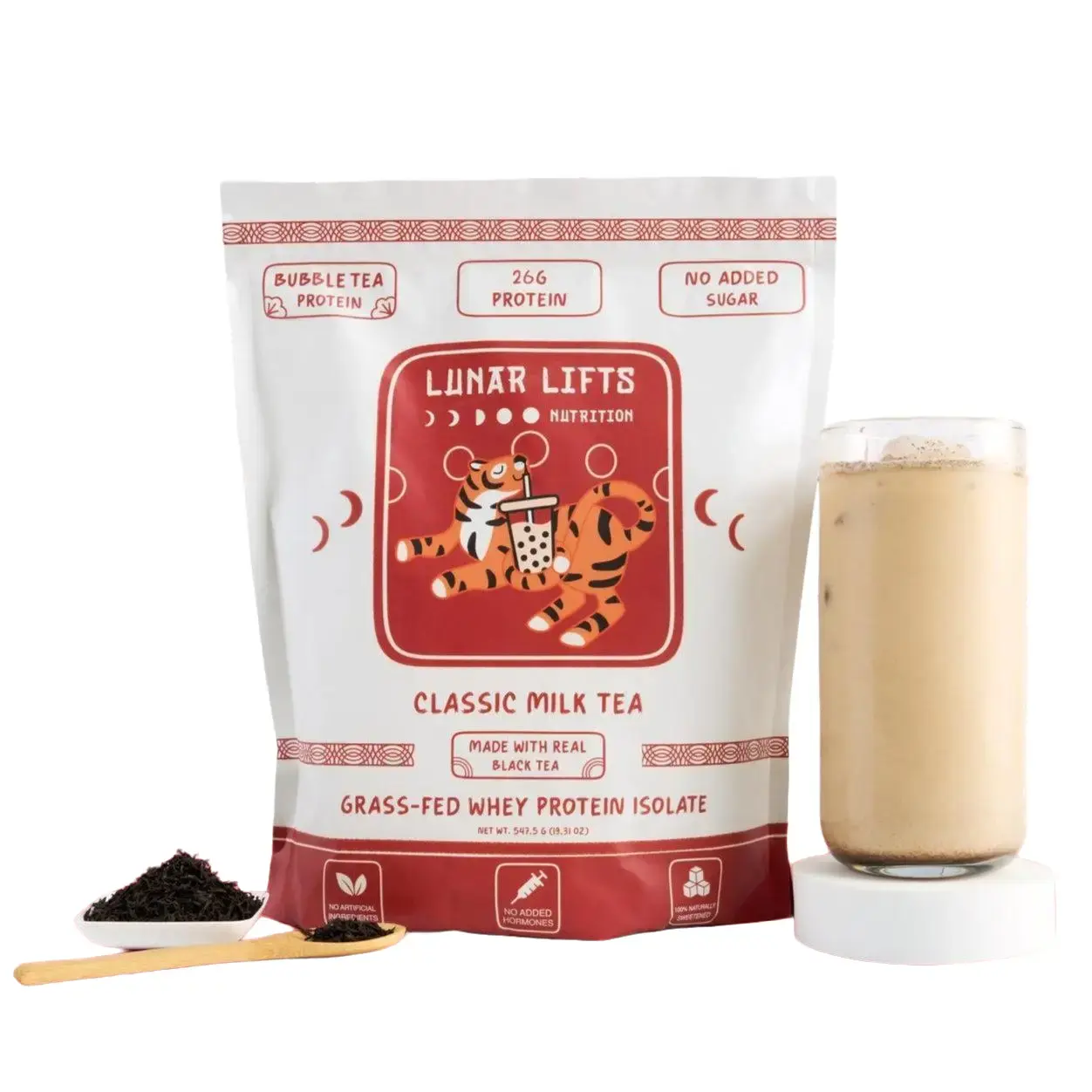 Classic Milk Tea Flavored Grass-Fed Whey Isolate Protein Shake - Low Sugar Healthy Drink Beverage, Meal Replacement, Sports Nutrition Protein Supplement for Fitness