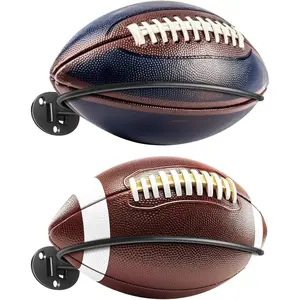 2 Packs Football Room Décor, Wall Mount Football Holder Football Display Stand, Football Room Decor for Boys Man Cave Organiser Racks