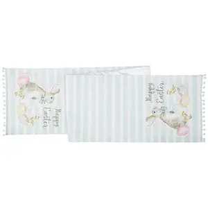 Happy Easter Blue Stripe Table Runnerby Valerie