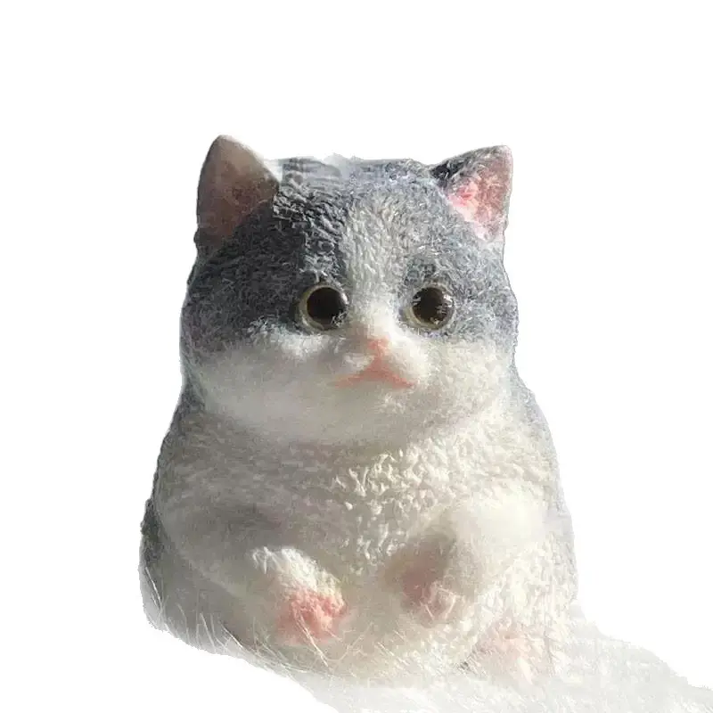 Fluffy Kitten Squishy, Moldable Non-Rebound Soft Gel Fidget Squeeze Toy, Lovely Cat Squishy Stress Relief Hand Toy for Party & Decor Gift