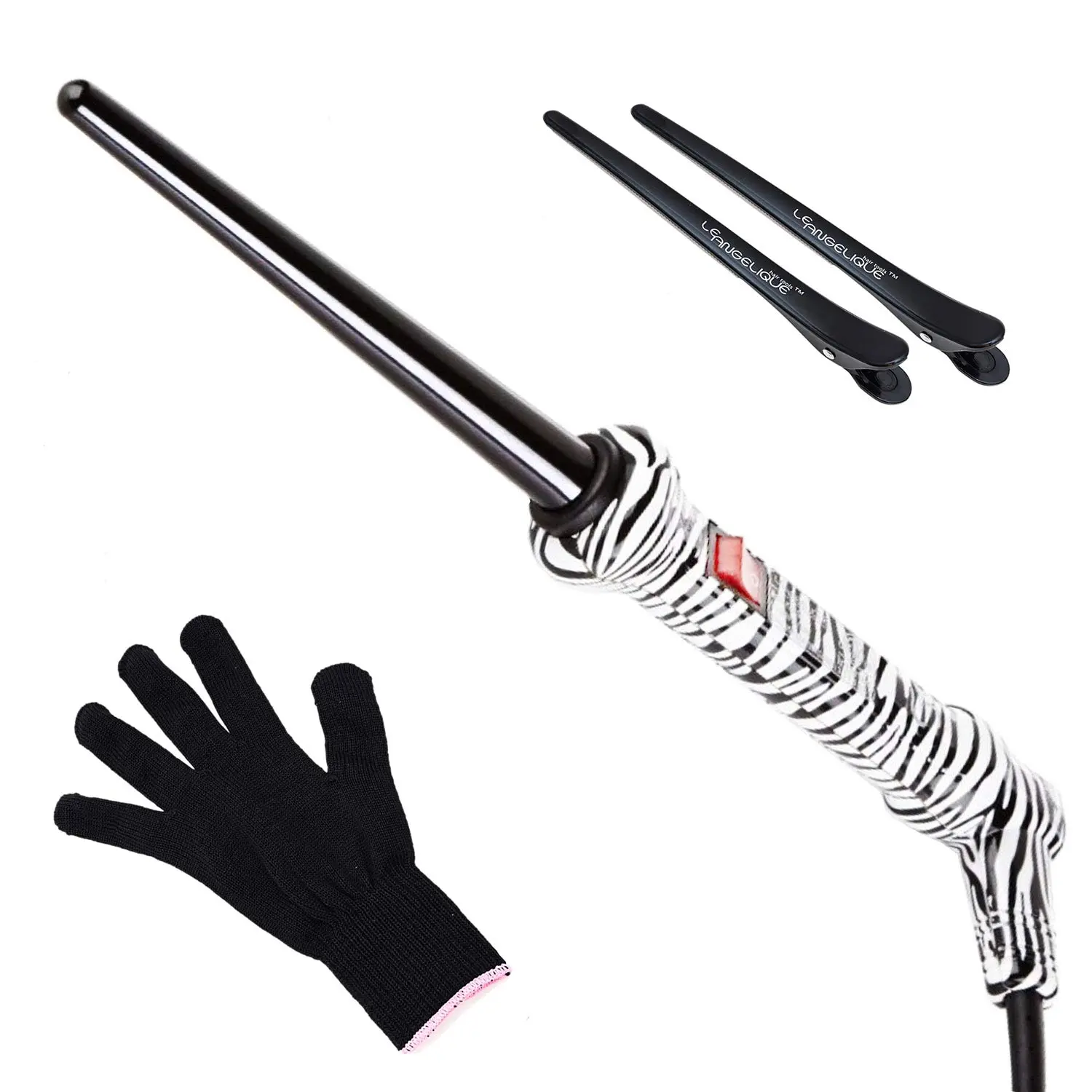 Le Angelique Beauty Ultimate Curling Iron, 9-18mm Clipless Tapered Ceramic Barrel for 48-Hour Curls, Fast 430°F Heat Up, Dual Voltage