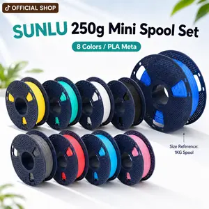 SUNLU 1.75mm PLA Meta Filament Bulk, 250G per Roll (8 Rolls Total) - Dreamy Macaron Colors (Black, White, Grey, Sky Blue, Mint Green, Cherry Red, Sakura Pink, Lemon Yellow) - 3D Printing Supplies, Pla Filament Bulk