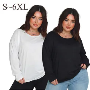 Women's Soft Loose Fit Crew Neck Long Sleeve Tee S to 6XL No Shrink No Fade Comfortable Basic Breathable Fabric Casual Days Layering Option