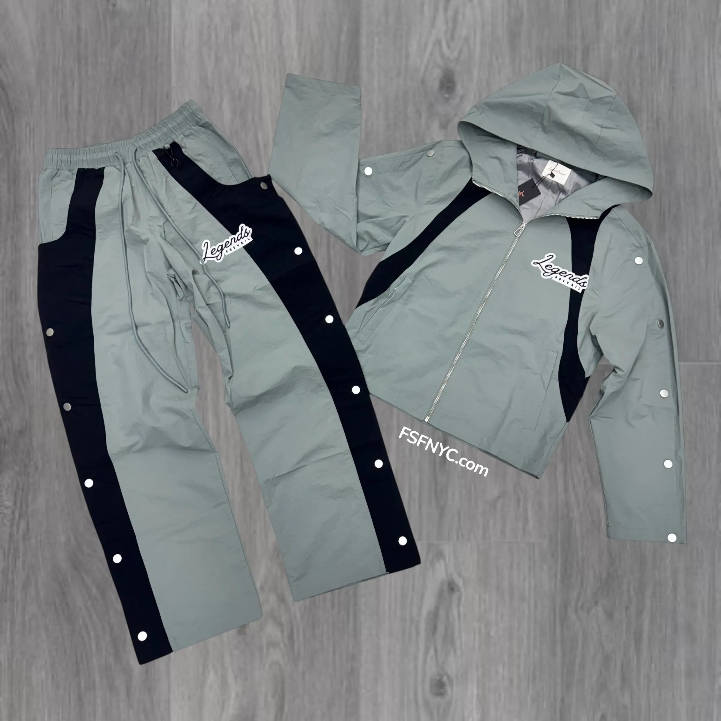 Prevail- LP Windbreaker  Zip Jacket Set - Grey/Black