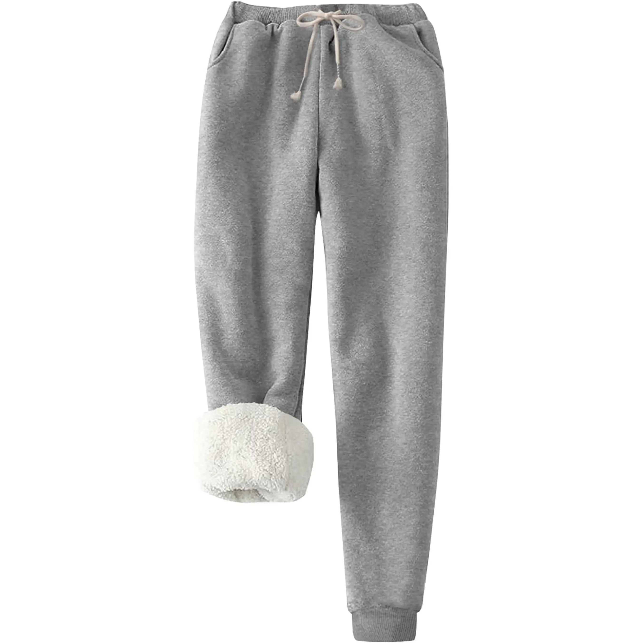 Women's Thickened Fleece Lined Jogger Sweatpants Sherpa Warm Winter Athletic Active Fit Baggy Pant