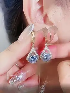 Elegant Water Drop Shaped Rhinestone Decorated Earrings, Fashion Jewelry for Party, Daily Clothing Decor, Trendy All-match & Exquisite Jewelry for Birthday Gift, High Quality Earrings