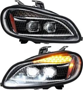 LED Headlights Compatible with 2004-2013 Freightliner M2 106 M2 112 Driver & Passenger Side Headlamps Assembly