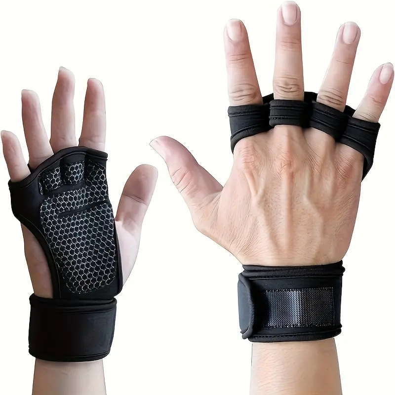 Half Finger Gym Gloves with Adjustable Wrist Support, Breathable Polyester Mesh and an Anti-Slip Silicone Palm for Full Protection, Stability, Performance, Gym Workouts