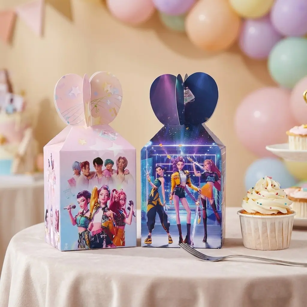 12pcs Kpop Idol Style Printed Cardboard Candy Boxes, Party Event Packaging Supplies, Fan Meeting Favors, Celebration Distribution Containers