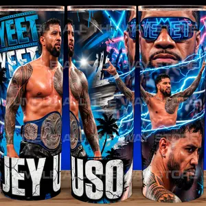 Jey Uso Main Event Wrestling Yeet Cup Mug Tumbler 20oz Stainless Steel Tumbler with Slide Closure Lid, Reusable Plastic Straw, Handmade Design - Drinkware