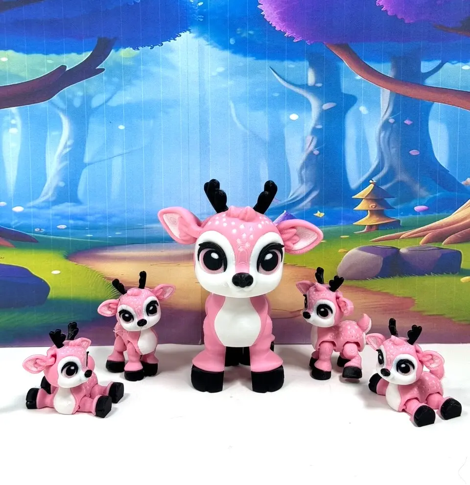 5pcs 3d Printed Christmas Reindeers, Articulated Tiny Animal Baby Reindeers, Fidget Reindeers Toy