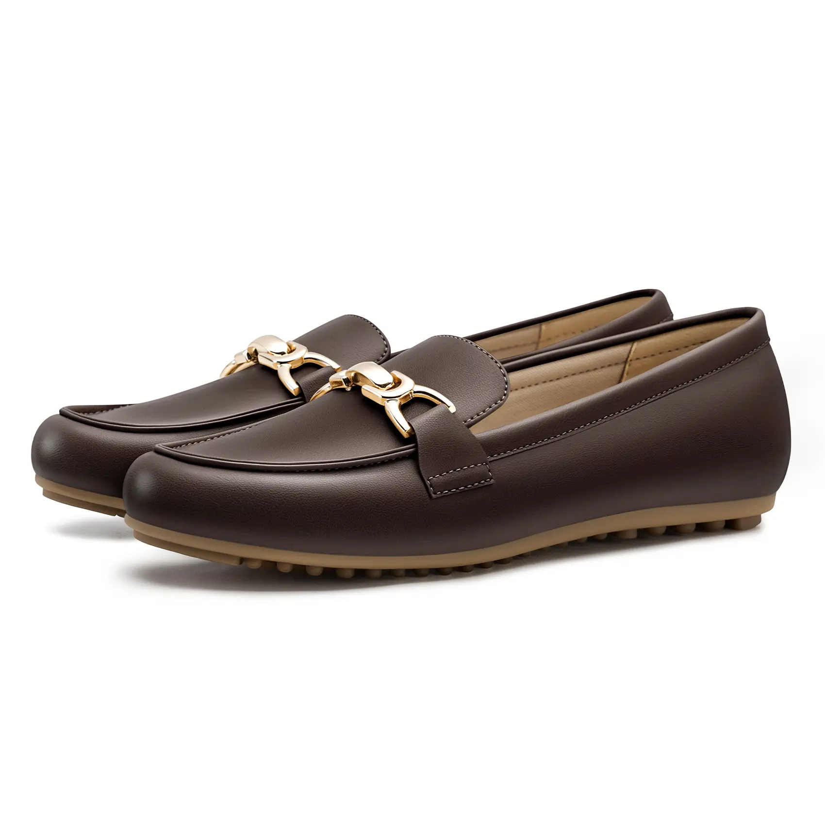 FITORY Women's Memory Foam Horsebit Loafers, Slip-On Flats with Arch Support, Round Toe for Work & Casual