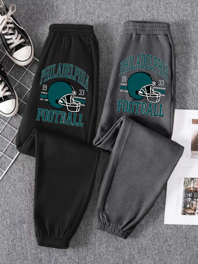 #Philadelphiaaa Football Logo Print Color Men Women Letter Print Sweatpants, Casual Regular Fit Pants For Spring & Fall, Cotton Graphic Casual Sweatpant
