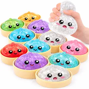 2026 New Glitter Dumpling Squishy with Steamer Box, Soft Sensory Fidget Steamed Bun Squeeze Tool for Adult Stress & Anxiety Relief