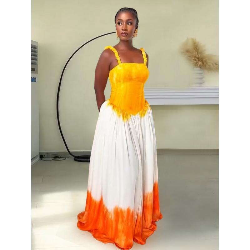 Women's Y2K Blue & White Tie-Dye Halter Neck Maxi Dress - A-Line Floor-Length Beach Dress with Back Tie Closure, Semi-Sheer Sleeveless Design for Vacation, Travel, Daily Outfits - All-Season Casual to Formal Events (Machine Washable) - Turq