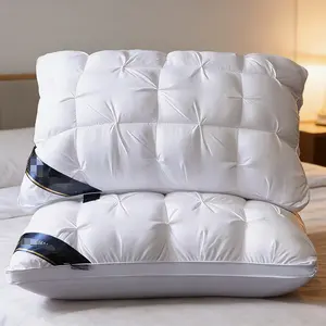 King Size Luxury Hotel Quality Bed Pillow. Breathable and hypoallergenic pillow core with soft down filling. Soft material provides ergonomic support for back, stomach, and side sleepers. Deep sleep pillow.