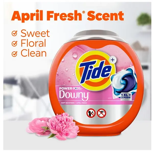 Tide Power PODS with Downy Soft Boosters Laundry Detergent Pacs April Fresh Scent 25 Count XL Pods Equal 2 Original Pods