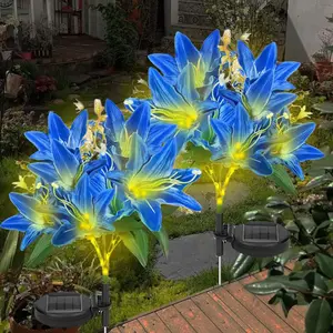 Solar Powered Garden Light, 1pc Waterproof LED Solar Lily Light, Outdoor Garden Decorative Light, Suitable for Yard Pathway Flower Bed Decoration, Solar Pathway Lights, Garden Decorative Lighting