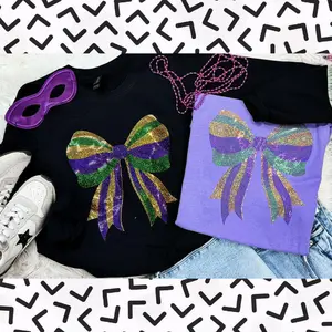 Mardi Gras Bow Spangle Heat Transfer