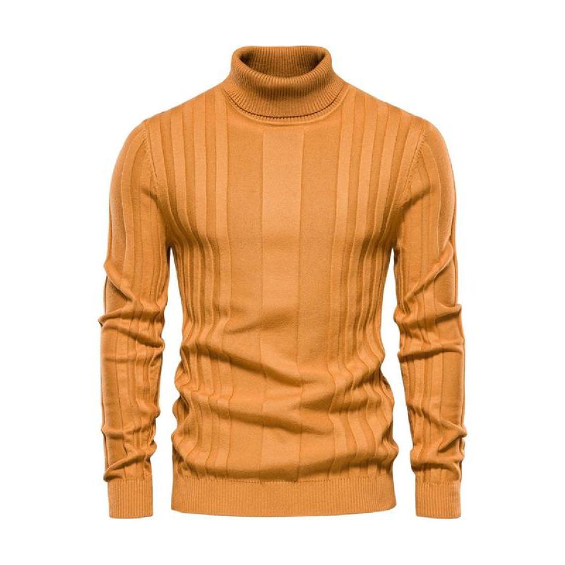 Men's Solid Turtleneck Sweater, Regular Fit Casual Long Sleeve Jumper for Fall & Winter, Men's Knitwear for Daily Wear Knitted Sweater Menswear Tops