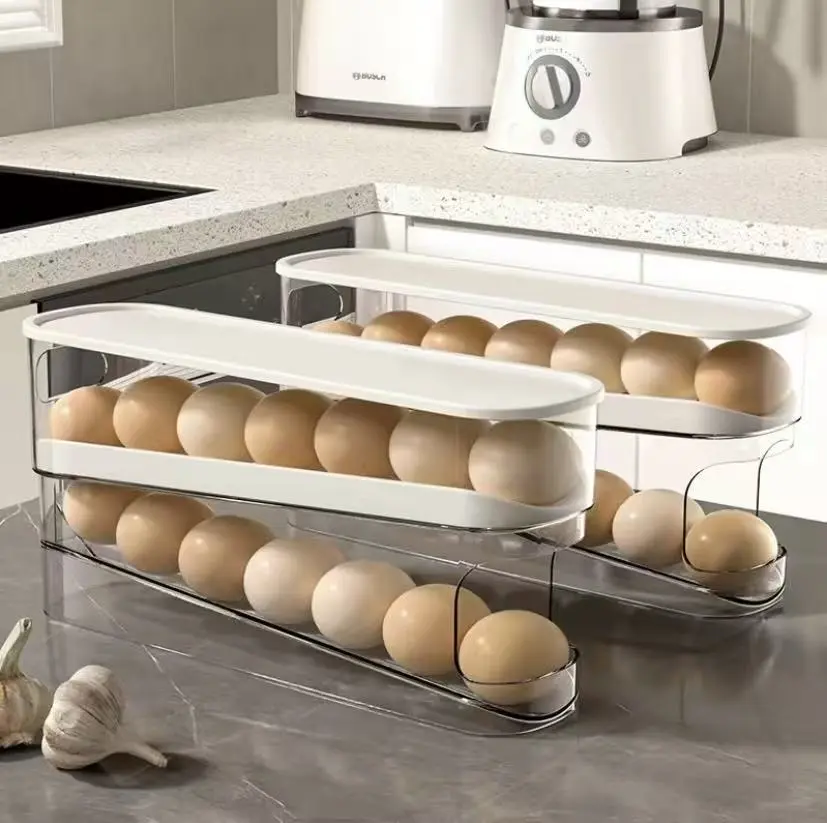 Egg Storage Box,1 Count Kitchen EggStorage Rack,Large Capacity Egg Holder for FridgeSpace Saving Rolling Egg Storage Holder, PerfectKitchen Essentials