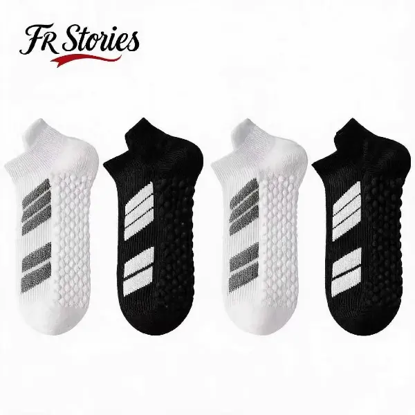 FR Stories Men's Low Top Socks - 12-Pack, White & Black, Comfortable, Durable, Ideal for Daily Wear