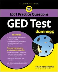 USED-GED Test: 1,001 Practice Questions for Dummies by Donnelly, Stuart (Paperback)