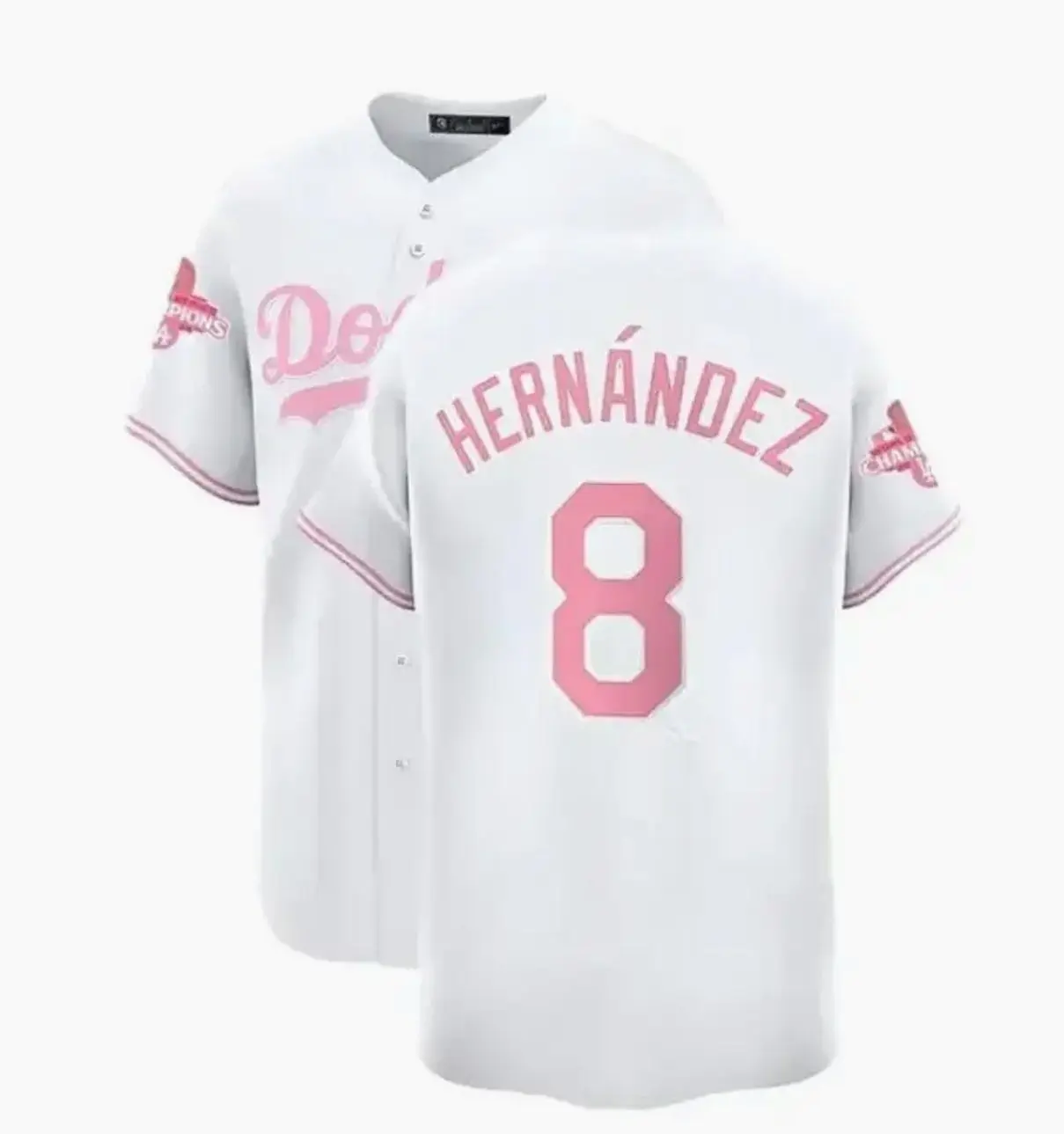 Hernández #8 Pink Baseball Jersey, White Pastel Limited Fan Shirt, Summer Cosplay Outfit, Gift for Her & Sporty Retro Baseball Lovers