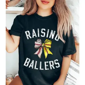 Comfort Colors Baseball Softball Mom Tee |   Raising Ballers Game Day Baseball Lover Gift Shirt,Suitable For Everyday Wear And Outdoor Sports.Versatile. Design