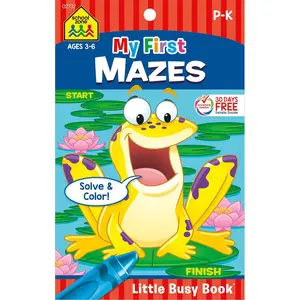 School Zone My First Mazes Workbook: 48 Pages, Pre-K, Preschool, Kindergarten, Activity Pad, Maze Puzzles, Coloring, Ages 3 to 6 (Little Busy Book Series) Paperback – Coloring Book, May 22, 2019