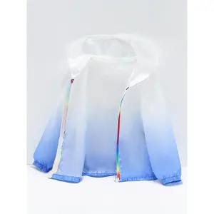 And Hooded Jacket with Gradient, Zipper, Lightweight And Breathable, Stylish Casual Thin Coat Boys, Sold As a Single Piece