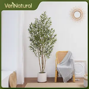 VeriNatural 5FT UV Resistant Artificial Olive Tree with White Decorative Planter for Indoor & Outdoor（VN158）