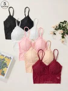 Women's Solid Color Lace Bra, Breathable Comfortable Wireless Bra, Softness Sleep Bra, Lingerie for All Seasons, Softie Bralette
